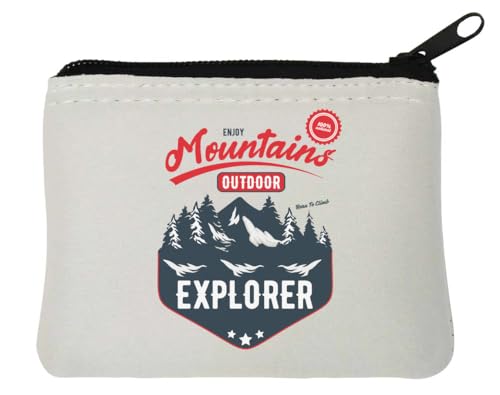 Enjoy Mountains Outdoor Explorer Born to Climb Mountains Neopren-Münzgeldbörse, 10 x 11 cm, Weiß von Generisch