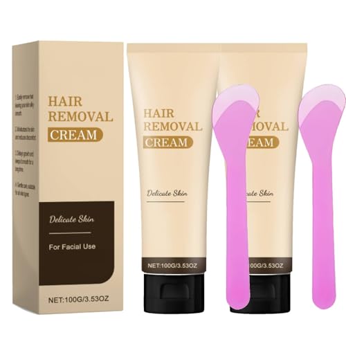 Enthaarungscreme, Enthaarungscreme Intimbereic, Haarentfernungscreme für Männer Frauen, Nahrhafte Gesichtshaar -Rasierschirme, Beruhigende Depilationslotion für Bikini Intimbereich, 100g (2) von Generisch