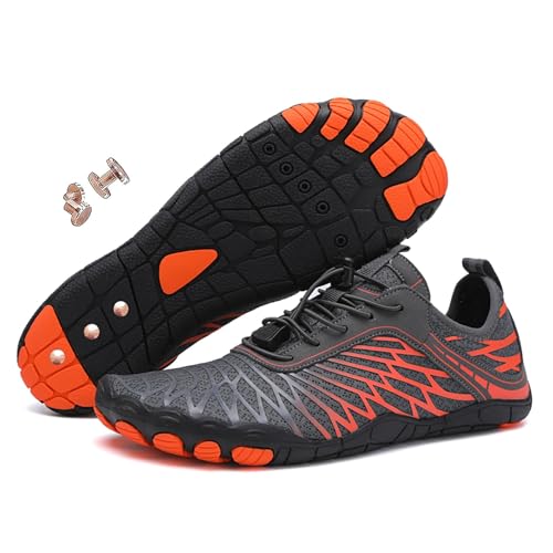 Erdungsschuhe mit Kupfer, Barfuß-Wanderschuhe für Damen und Herren, Atmungsaktive, rutschfeste, Geerdete Barfußschuhe Wasserschuhe (A Orange, Erwachsene, 47, Numerisch, EU Schuhgrößensystem, M) von Generisch