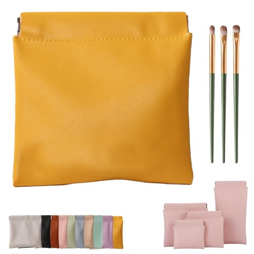 Erebloom Leather Pouch Pouchic Personalisierte Snap Closure Leder Organizer Pouch, Mini Portable Waterproof Makeup & Cosmetic Square Pouch für Handtasche, Reisen & täglichen Gebrauch (1-A,14 * 18cm) von Generisch