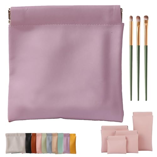 Erebloom Leather Pouch Pouchic Personalisierte Snap Closure Leder Organizer Pouch, Mini Portable Waterproof Makeup & Cosmetic Square Pouch für Handtasche, Reisen & täglichen Gebrauch (1-B,8 * 8cm) von Generisch