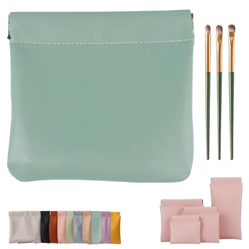 Erebloom Leather Pouch Pouchic Personalisierte Snap Closure Leder Organizer Pouch, Mini Portable Waterproof Makeup & Cosmetic Square Pouch für Handtasche, Reisen & täglichen Gebrauch (1-C,12 * 12cm) von Generisch