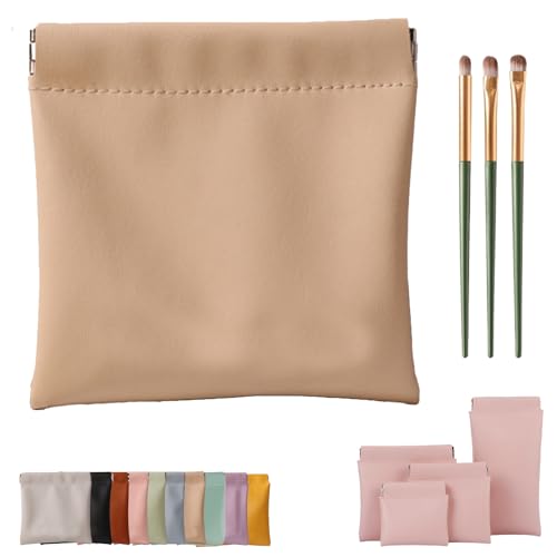 Erebloom Leather Pouch Pouchic Personalisierte Snap Closure Leder Organizer Pouch, Mini Portable Waterproof Makeup & Cosmetic Square Pouch für Handtasche, Reisen & täglichen Gebrauch (1-D,12 * 12cm) von Generisch