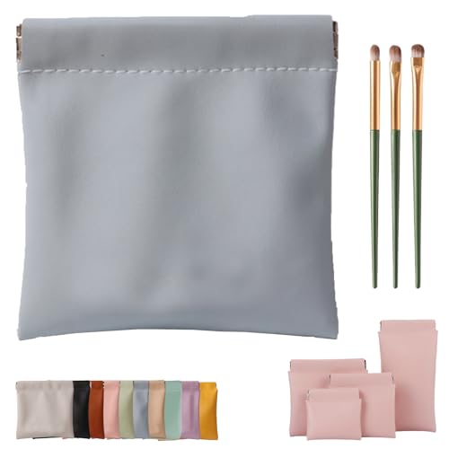 Erebloom Leather Pouch Pouchic Personalisierte Snap Closure Leder Organizer Pouch, Mini Portable Waterproof Makeup & Cosmetic Square Pouch für Handtasche, Reisen & täglichen Gebrauch (1-E,14 * 18cm) von Generisch