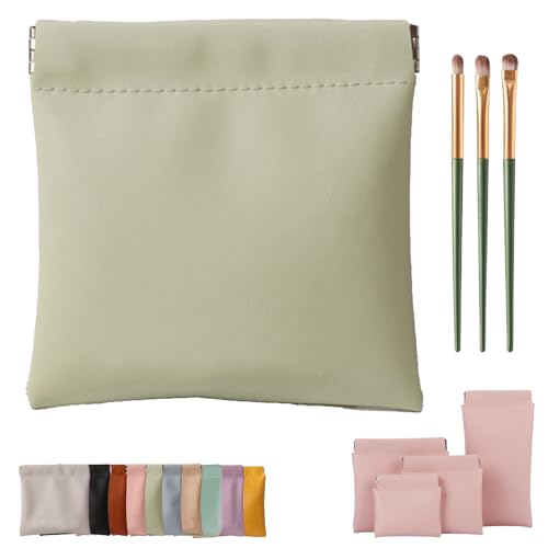 Erebloom Leather Pouch Pouchic Personalisierte Snap Closure Leder Organizer Pouch, Mini Portable Waterproof Makeup & Cosmetic Square Pouch für Handtasche, Reisen & täglichen Gebrauch (1-F,14 * 18cm) von Generisch