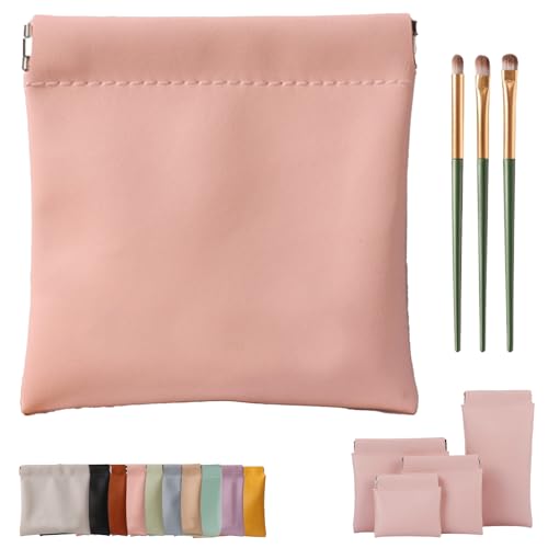 Erebloom Leather Pouch Pouchic Personalisierte Snap Closure Leder Organizer Pouch, Mini Portable Waterproof Makeup & Cosmetic Square Pouch für Handtasche, Reisen & täglichen Gebrauch (1-G,12 * 12cm) von Generisch