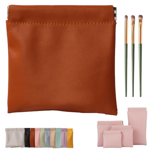 Erebloom Leather Pouch Pouchic Personalisierte Snap Closure Leder Organizer Pouch, Mini Portable Waterproof Makeup & Cosmetic Square Pouch für Handtasche, Reisen & täglichen Gebrauch (1-H,10 * 10cm) von Generisch
