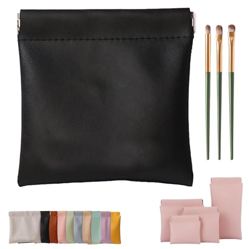 Erebloom Leather Pouch Pouchic Personalisierte Snap Closure Leder Organizer Pouch, Mini Portable Waterproof Makeup & Cosmetic Square Pouch für Handtasche, Reisen & täglichen Gebrauch (1-I,14 * 18cm) von Generisch