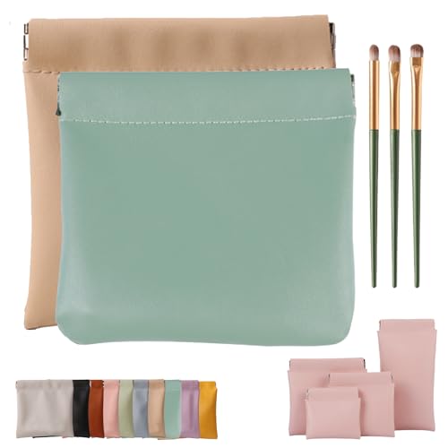 Erebloom Leather Pouch Pouchic Personalisierte Snap Closure Leder Organizer Pouch, Mini Portable Waterproof Makeup & Cosmetic Square Pouch für Handtasche, Reisen & täglichen Gebrauch (2-A,10 * 10cm) von Generisch