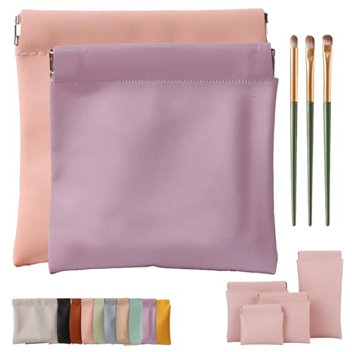 Erebloom Leather Pouch Pouchic Personalisierte Snap Closure Leder Organizer Pouch, Mini Portable Waterproof Makeup & Cosmetic Square Pouch für Handtasche, Reisen & täglichen Gebrauch (2-B,8 * 8cm) von Generisch