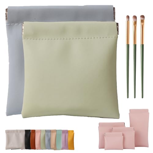 Erebloom Leather Pouch Pouchic Personalisierte Snap Closure Leder Organizer Pouch, Mini Portable Waterproof Makeup & Cosmetic Square Pouch für Handtasche, Reisen & täglichen Gebrauch (2-C,14 * 18cm) von Generisch