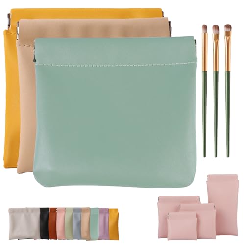 Erebloom Leather Pouch Pouchic Personalisierte Snap Closure Leder Organizer Pouch, Mini Portable Waterproof Makeup & Cosmetic Square Pouch für Handtasche, Reisen & täglichen Gebrauch (3-A,9 * 18cm) von Generisch