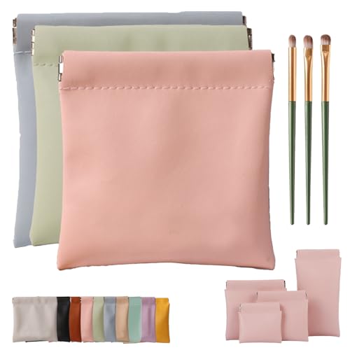 Erebloom Leather Pouch Pouchic Personalisierte Snap Closure Leder Organizer Pouch, Mini Portable Waterproof Makeup & Cosmetic Square Pouch für Handtasche, Reisen & täglichen Gebrauch (3-B,10 * 10cm) von Generisch