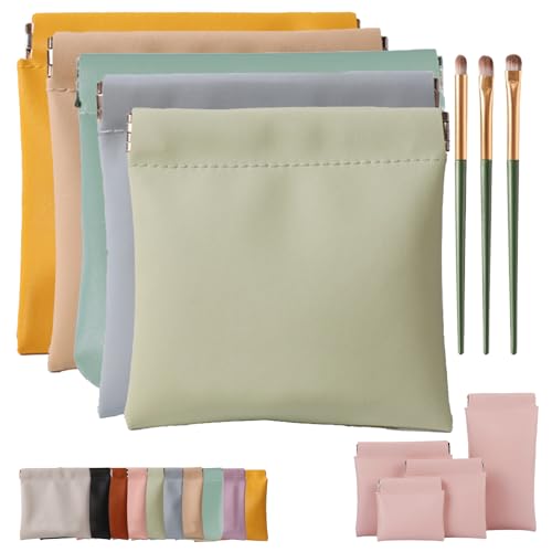 Erebloom Leather Pouch Pouchic Personalisierte Snap Closure Leder Organizer Pouch, Mini Portable Waterproof Makeup & Cosmetic Square Pouch für Handtasche, Reisen & täglichen Gebrauch (5-B,12 * 12cm) von Generisch