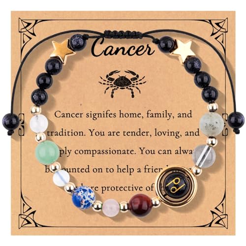 Erforschung der natürlichen Schönheit: Zutaten empfohlen Neue 12 Sternbilder Armband Verstellbares Seil Armband Hand Perlen Planet Perlen Ohrringe Einfädler, Einheitsgröße, Papier, Kein edelstein von Generisch