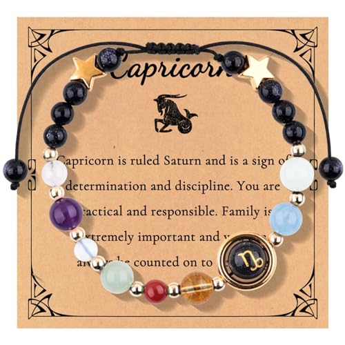Erforschung der natürlichen Schönheit: Zutaten empfohlen Neue 12 Sternbilder Armband Verstellbares Seilarmband Handperlen Planet Perlen Binäre Uhren für Herren, Einheitsgröße, Papier, Kein Edelstein von Generisch