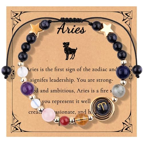 Erforschung der natürlichen Schönheit: Zutaten empfohlen Neue 12 Sternbilder Armband Verstellbares Seilarmband Handperlen Planet Perlen Binäre Uhren für Herren, Einheitsgröße, Papier, Kein Edelstein von Generisch