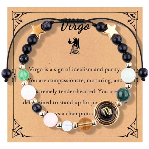 Erforschung der natürlichen Schönheit: Zutaten empfohlen Neue 12 Sternbilder Armband Verstellbares Seilarmband Handperlen Planet Perlen Kostüm Armbänder Name, Einheitsgröße, Papier, Kein Edelstein von Generisch