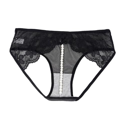 Erotisch Höschen Damen String Ouvert mit Perlen Transparent Spitzen Slip Große Größen Heiß Offen Schritt Sexy Mini String Tanga Hollow Out Unterwäsche Reizwäsche für Sex Rückenfrei Unterhose von Generisch