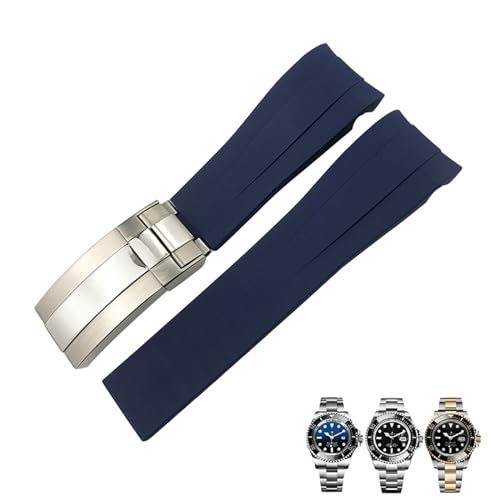 Ersatz-Uhrenarmband aus Silikongummi, 21 mm, für Rolex Deepsea Sea-Dweller 126660, Blau/Schwarz, Tauchsportarmband, kostenloses Werkzeug, 20 mm, A von Generisch
