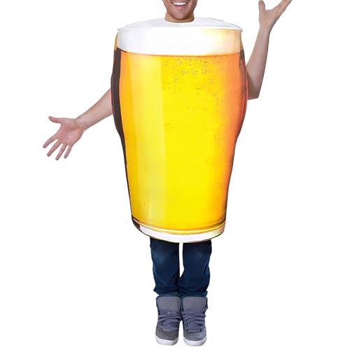 Erwachsene Herren Bier Kostüm Eine Tasse Bier Halloween Cosplay Lustiges Kostüm Trunkenbold Lustiger Overall Einheitsgröße von Generisch