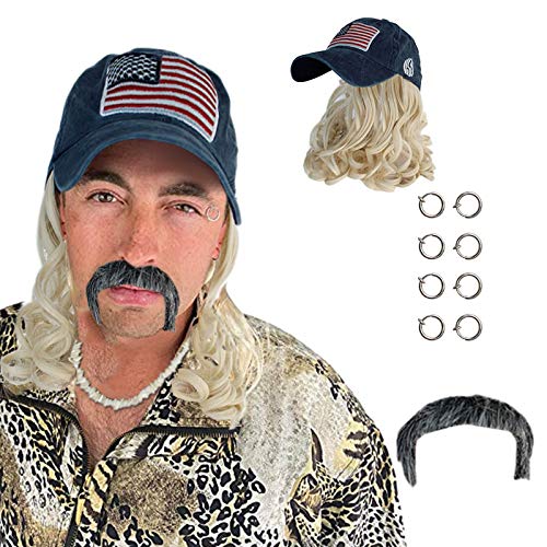 Erwachsene Hut Schnauzperücke Ohrringe Blondinen und passen Exoten mit Clip-Baseballmappen Cap Winter (Multicolor, One Size) von Generisch