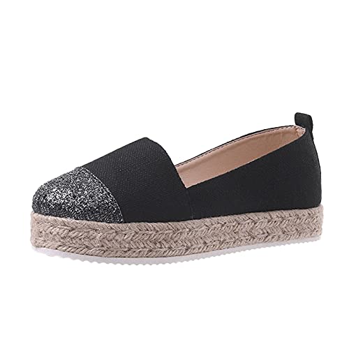 Espadrilles Damen Slip On Bequem Espandrillos Damen Absatzschuhe Plateau Schlupfschuhe Leinen Walkingschuhe Orthopedic Leinenschuhe Platform Freizeitschuhe Ohne Schnürer Stoffschuhe sommerSchuhe von Generisch