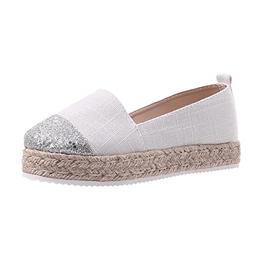 Espadrilles Damen Slip On Bequem Espandrillos Damen Absatzschuhe Plateau Schlupfschuhe Leinen Walkingschuhe Orthopedic Leinenschuhe Platform Freizeitschuhe Ohne Schnürer Stoffschuhe sommerSchuhe von Generisch