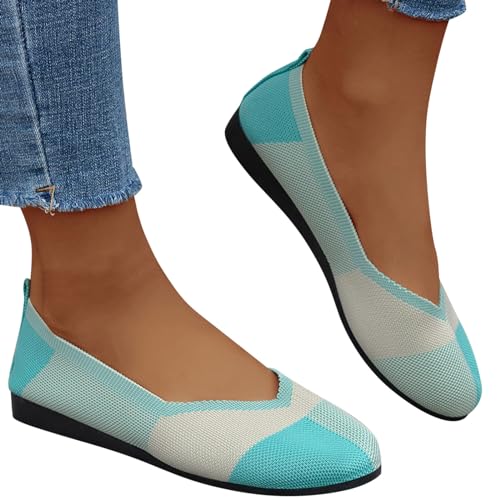Espadrilles Für Damen, Ballerinas Damen Slip On Strick Schuhe Mittelalter Mokassins Sommerschuhe Gymnastikschuhe Sneaker Elegant Loafer Tanzschuhe Mesh Stoffschuhe Geschlossene Halbschuhe von Generisch
