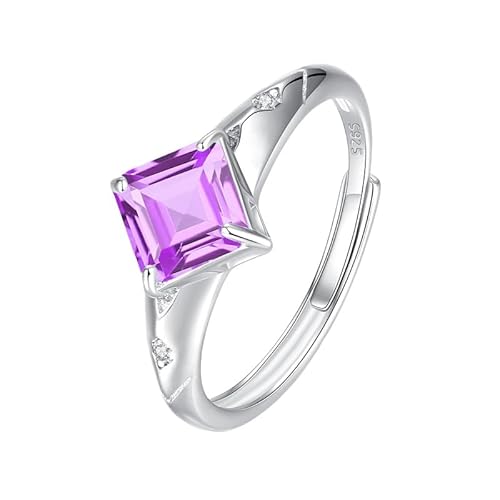 Eternity Ring Mit Zirkonia, 925 Sterling Silber, Ehering Für Frauen, Natürlicher Quadratischer Edelstein, Fingerring, Statement-Versprechensring Für Sie, Mit Box, Amethyst von Generisch