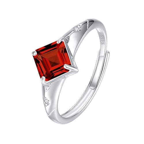 Eternity Ring Mit Zirkonia, 925 Sterling Silber, Ehering Für Frauen, Natürlicher Quadratischer Edelstein, Fingerring, Statement-Versprechensring Für Sie, Mit Box, Rubin von Generisch