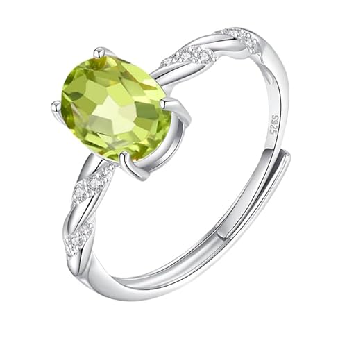 Eternity Twist Zirkonia Ring 925 Sterling Silber Ehering Für Frauen Natürlicher Oval Geschliffener Edelstein Fingerring Statement Versprechensband Für Sie Mit Box Peridot von Generisch