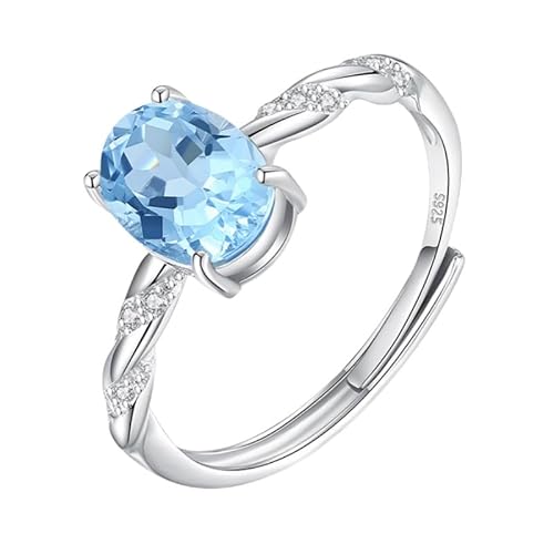 Eternity Twist Zirkonia Ring 925 Sterling Silber Ehering Für Frauen Natürlicher Oval Geschliffener Edelstein Fingerring Statement Versprechensband Für Sie Mit Box Topas von Generisch