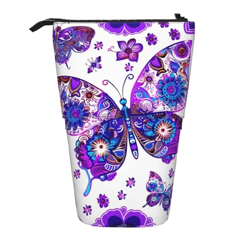 Ethnisches Federmäppchen mit Schmetterlingsmotiv, Mandala-Blume, Stifteetui, Teleskop-Bleistifttasche, Pop-Up-Kosmetiktasche, Schreibwaren-Organizer für Schule, Büro, Reisen von Generisch