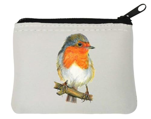 Europäische Rotkehlchen-/Vogel-Aquarell-Grafik-Neopren-Geldbörse, 12 x 9 cm, Weiß Europäische Rotkehlchen-/Vogel-Aquarell-Grafik-Neopren-Geldbörse, 12 x 9 cm, Weiß von Generisch