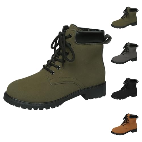 Europäische und amerikanische Damen-Stiefeletten vorne, Übergröße, britischer Stil, PU-Leder-Stiefel für Damen, Damenstiefel, Größe 45, grün, 37.5 EU von Generisch