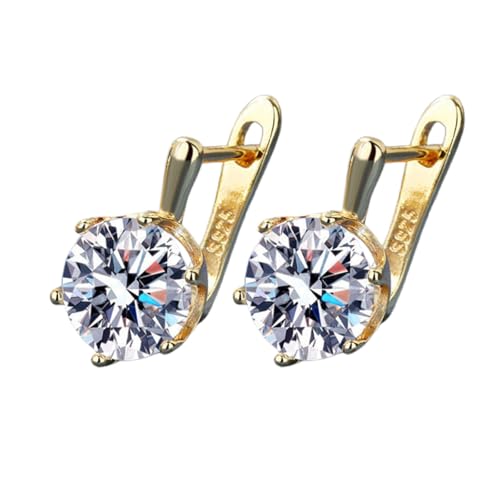 Europäische und amerikanische Ohrringe mit großem Hauptstein, trendige Zirkon-Ohrclips und Ohrstecker, baumelnde Ohrclips, Einheitsgröße, Kupfer, Kein Edelstein von Generisch