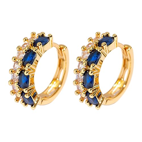 Europäische und amerikanische bunte Zirkon-Ohrringe, Zirkonia, Damenohrringe, alle Ohrringe, passende Ohrringe, Einheitsgröße, Kupfer, Kein Edelstein von Generisch