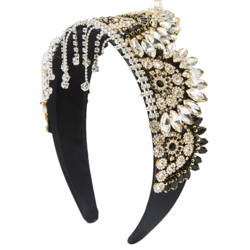 Europäisches Retro-Strass-Kronen-Stirnband für Damen, mit Fransen von Generisch