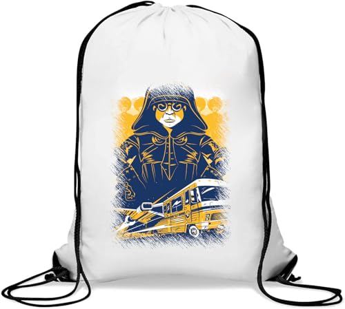 Evil Man and a Flying Bus Gym Sack Casual Drawstring Bag White von Generisch