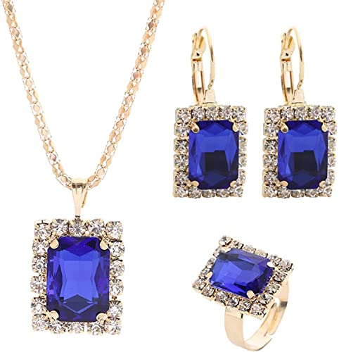 Exquisite Halskette mit quadratischem Schliff, feiner Schmuck für Frauen, Geschenke für sie, Königsblau von Generisch