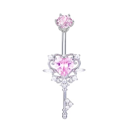 Exquisiter Zirkon Herz Bauchnabelring, elegantes Körperzubehör für Frauen, Bauchnabelpiercing Ring Strand Party Zubehör, 1.0*1.0*1.0 von Generisch