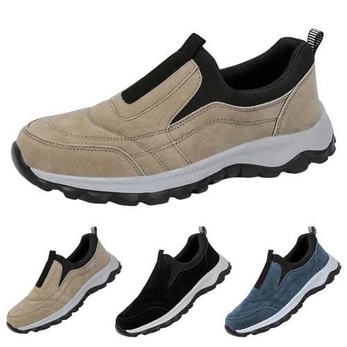 Extra breite Slip-On-Turnschuhe für Herren, bequeme Outdoor-Wanderschuhe, rutschfeste athletische Sneaker, Freizeitschuhe mit Fußgewölbeunterstützung für Fersenschmerzlinderung, beige, 43.5 EU Extra breite Slip-On-Turnschuhe für Herren, bequeme Outdoor-Wanderschuhe, rutschfeste athletische Sneaker, Freizeitschuhe mit Fußgewölbeunterstützung für Fersenschmerzlinderung, beige, 43.5 EU von Generisch