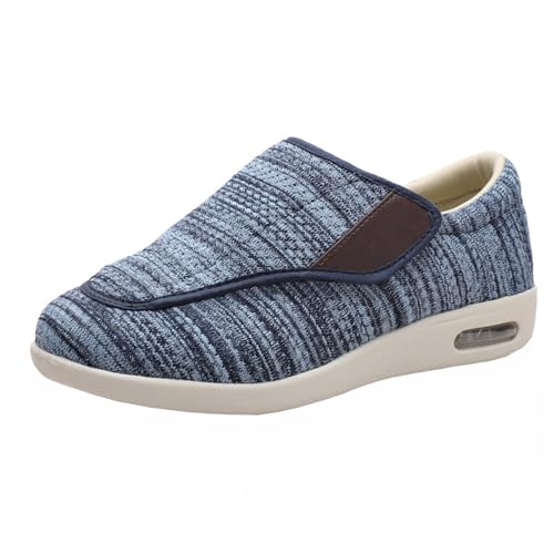 Extrabreite Weite Slip-On-Sneaker für Herren, Diabetiker-Schuhe, ältere Menschen, verstellbarer Verschluss, Wander-Sneaker, leicht, für geschwollene Füße, atmungsaktiv, Sommer-Slipper, hellblau, 42 1 von Generisch