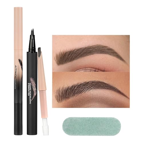 Eyebrow Bleistift, Augenbrauenstift Set,Verbesserter flüssiges Mikroblading Eyebrow Stift - Brauenstift mit 4-zeitlicher Mikro-Gabel-Tipp-Applikator für haarähnliche Striche von Generisch
