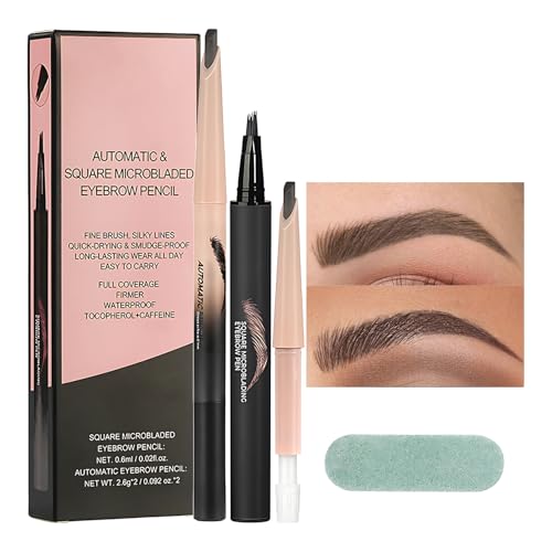 Eyebrow Bleistift, Augenbrauenstift Set | Verbesserter flüssiger Augenbrauenstift,Brauenstift mit 4-zeitlicher Mikro-Gabel-Tipp-Applikator für haarähnliche Striche von Generisch