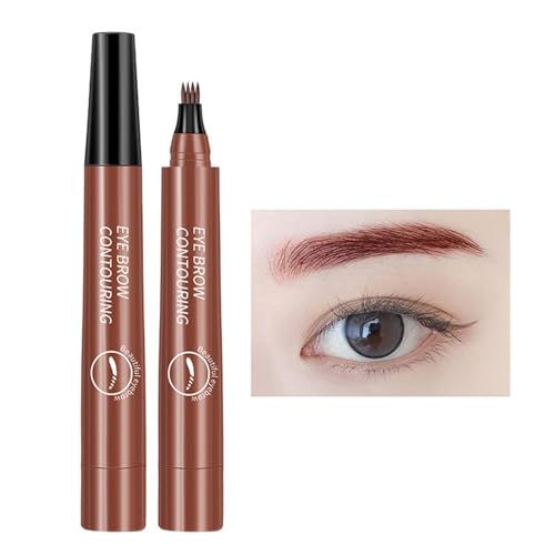 Eyebrow Microblading Pen - Wasserdichter 4 Gabelspitze Augenbrauenstift, Brow Pen, Microblading Liquid Brow Pen, Long Lasting Brow Pencil, Point Eyebrow Pencil Four Creates Natural Makeup von Generisch