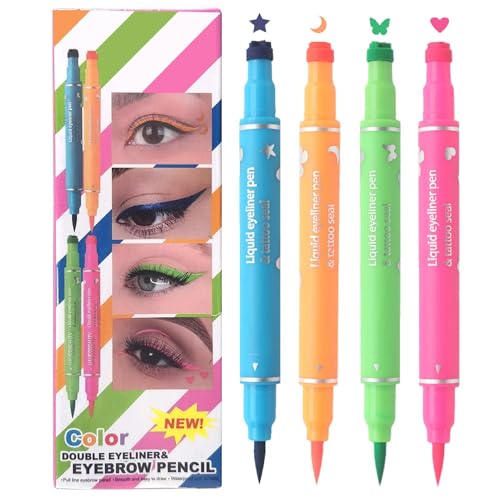 Eyeliner Stempel - 4 Stück Doppelköpfe Eyeliner Bleistift | Wasserdichtes Verschmutzungsschutz Set | Lange LastingDecorative Flügelwerkzeug für Freundin Schwester Freund Geschenke von Generisch