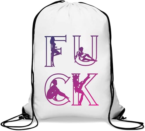 F U C K FCK Neon Light Mädchen Stil Gym Sack Casual Drawstring Bag White, weiß, Einheitsgröße von Generisch