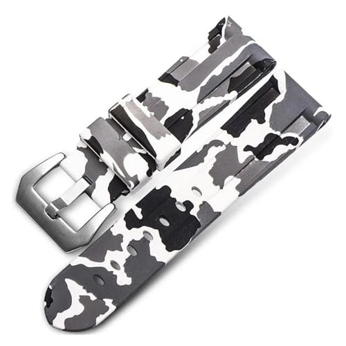FYXT 20 Mm 22 Mm 24 Mm 26 Mm Uhrenarmband, Camo-Blau-Grau, Gummi-Silikon-Uhrenarmbänder, Armbanduhrengürtel, Uhrenzubehör Mit Werkzeug(Camo White Silver,26mm) von Generisch